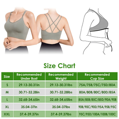 3Packs Women Cross Back Sport Bras Padded Strappy Medium Support Bras Sexy Fitness Tank Tops with Removable Pads for Gym Yoga Workout Running
